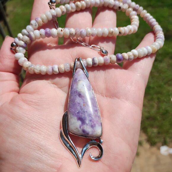 Jay King DTR mine finds lavender opal necklace pendant set 925 Sterling Silver - Picture 5 of 13